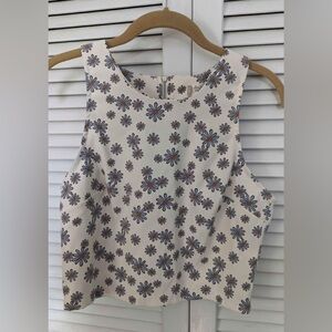 Altar'd State Floral Sleeveless Blouse - Cream and Blue